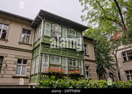 Sopot maisons en bois véranda avec beau style architectural en Pologne, eu Banque D'Images