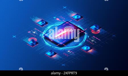 Login sans mot de passe avec mot de passe concept - authentification et identifiants de connexion qui supprime le besoin de mots de passe - 3D Illustration Banque D'Images