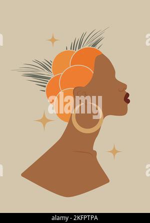 Affiche d'art contemporain avec femme et fruits dans des couleurs pastel. Illustration de Vecteur