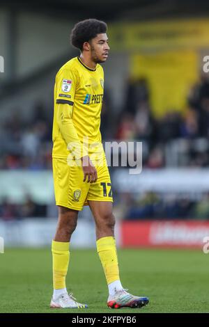 Burton Upon Trent, Royaume-Uni. 19th novembre 2022. Tyler Onyango #12 de Burton Albion pendant le match Sky Bet League 1 Burton Albion vs Plymouth Argyle au stade Pirelli, Burton Upon Trent, Royaume-Uni, 19th novembre 2022 (photo de Gareth Evans/News Images) à Burton Upon Trent, Royaume-Uni le 11/19/2022. (Photo de Gareth Evans/News Images/Sipa USA) Credit: SIPA USA/Alay Live News Banque D'Images