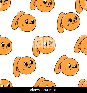 Un arrière-plan vectoriel sans couture avec de jolis petits pains avec des visages Illustration de Vecteur