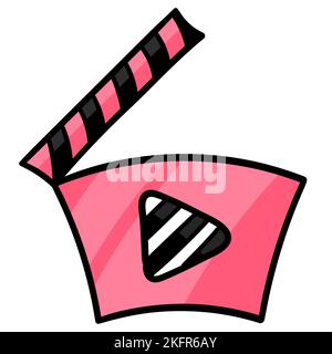 Une icône de cinéma en paper-board isolée sur fond blanc Illustration de Vecteur