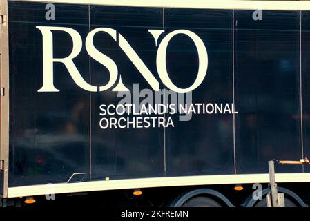 Orchestre national écossais Royal Scottish national Orchestra RSNO Truck Side publicité Banque D'Images