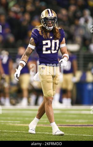 Seattle, WA, États-Unis. 19th novembre 2022. Washington Huskies défensive back Asa Turner (20) lors d'un match de football NCAA entre les Colorado Buffaloes et les Washington Huskies au Husky Stadium de Seattle, en Australie occidentale. Sean Brown/CSM/Alamy Live News Banque D'Images
