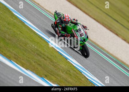 Dimanche, 20 novembre, 2022. Championnat du monde FIM Superbike. Phillip Island, Australie. Course 2. Jonathan Rea (Kawasaki Racing Team WorldSBK). REA a terminé la course en deuxième place derrière Alvaro Bautista. Banque D'Images