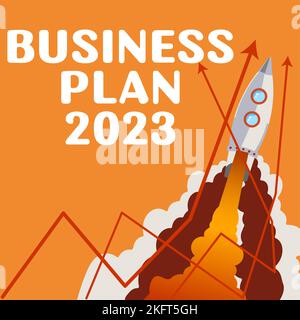 Texte manuscrite Business Plan 2023. Aperçu de l'entreprise mettre en avant les idées et les objectifs de l'entreprise pour la nouvelle année Banque D'Images