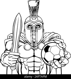 Sports Football Soccer Trojan Spartan Mascot Illustration de Vecteur