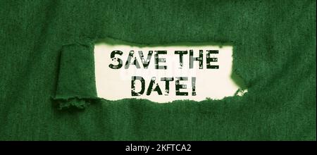 Ecriture du texte affiché Enregistrer la date. Concept commercial se souvenir du calendrier Marquer l'invitation au calendrier Banque D'Images