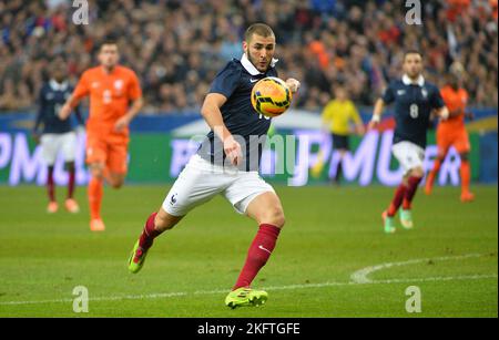 L'attaquant du Real Madrid a été forcé de se retirer de la coupe du monde après avoir subi une blessure par quadriceps dans sa cuisse gauche dossier - France Karim Benzema lors d'un match international de football amical, France contre pays-Bas au Stade de France à Saint-Denis banlieue de Paris, France sur 5 mars 2014. La France a gagné 2-0. Photo de Christian Liewig/BACAPRESS.COM Banque D'Images