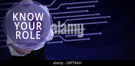 Affiche indiquant votre rôle. Concept d'affaires soyez libre d'une responsabilité dans un travail ou une situation Banque D'Images