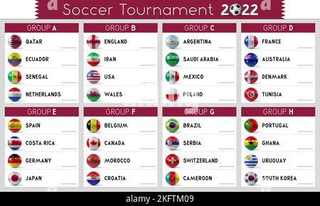 Matchs du tournoi de football 2022 - illustration 3D Banque D'Images