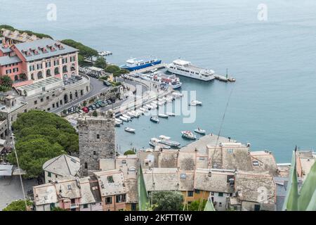 Portovenere, Italie - 06/30/2020: Vue aérienne de Porto Venere Banque D'Images