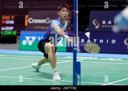 SYDNEY, AUSTRALIE - NOVEMBRE 18 : Kean Yew Loh de Singapour en action pendant le match des hommes célibataires entre la Chine et Singapour à Quaycenter sur 18 novembre 2022 à Sydney, en Australie Banque D'Images