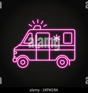 Icône de néon d'ambulance en style ligne. Symbole de voiture d'urgence. Illustration vectorielle Illustration de Vecteur