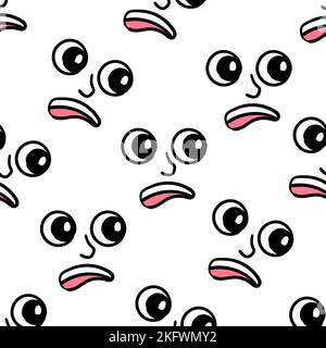 Vecteur de motif transparent modifiable de visages surpris sur fond blanc Illustration de Vecteur