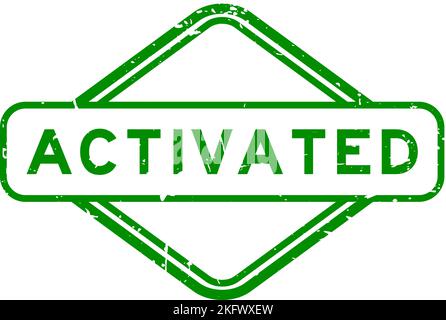 Grafez le mot vert activé joint en caoutchouc tampon sur fond blanc Illustration de Vecteur