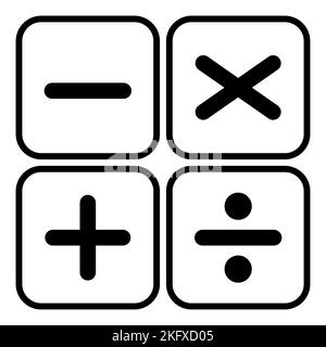 Plus, moins, multipliez et devide vers le symbole mathématique, l'icône mathématique de l'éducation, l'élément web vecteur illustration design . Illustration de Vecteur