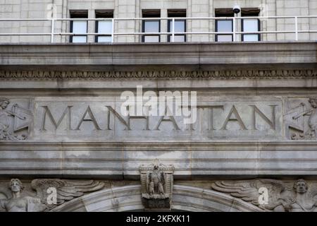 New York, Etats-Unis - 24 août 2017 : détails de l'architecture de Manhattan à New York. Manhattan est le quartier le plus densément peuplé de New York. Banque D'Images