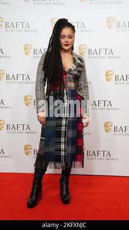 Izuka Hoyle arrive aux BAFTA Scotland Awards au DoubleTree by Hilton Glasgow Central. Date de la photo: Dimanche 20 novembre 2022. Banque D'Images