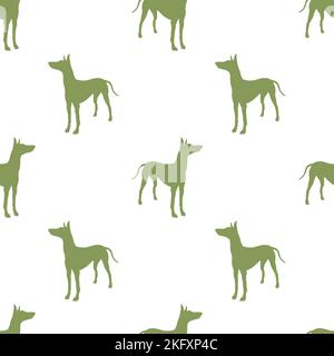 Chien de pharaon debout isolé sur fond blanc. Motif sans couture. Silhouette de chien. Texture sans fin. Design pour papier peint, papier d'emballage, tissu. Illustration de Vecteur