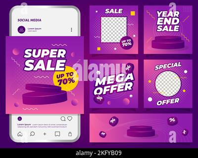 Modèle de publication de vente annuelle sur les réseaux sociaux Illustration de Vecteur