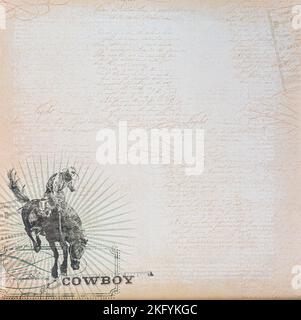 Fond simple avec illustration sur le thème du cow-boy Banque D'Images