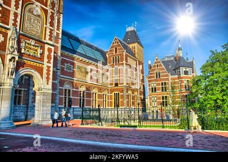 Musée Rijksmuseum d'Amsterdam en Hollande, pays-Bas, HDR. Banque D'Images