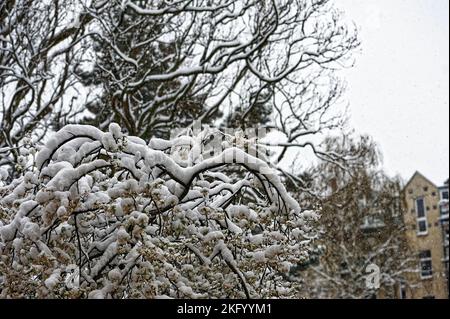 Schnee dépose à Hanovre .Linden. Banque D'Images