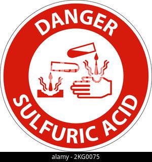 Danger acide sulfurique signe sur fond blanc Illustration de Vecteur