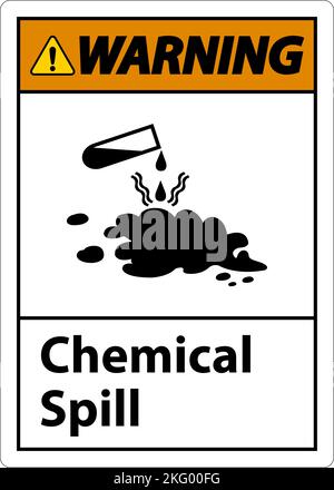 Avertissement de déversement de produits chimiques sur fond blanc Illustration de Vecteur