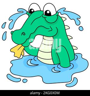 Illustration vectorielle d'un personnage de dessin animé crocodile en pleurs isolé sur fond blanc Illustration de Vecteur
