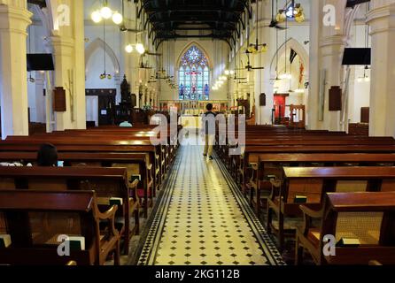 Architecture intérieure et design à Old St. Johns Cathedral, la plus ancienne église anglicane de Hong Kong Banque D'Images