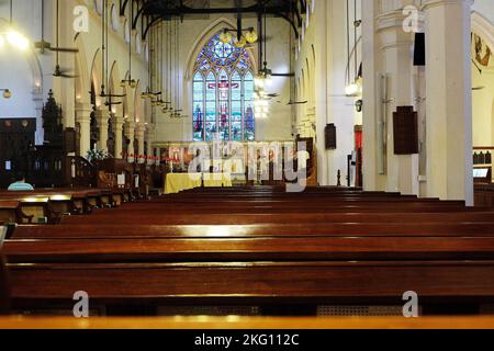 Architecture intérieure et design à Old St. Johns Cathedral, la plus ancienne église anglicane de Hong Kong Banque D'Images