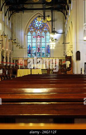 Architecture intérieure et design à Old St. Johns Cathedral, la plus ancienne église anglicane de Hong Kong Banque D'Images