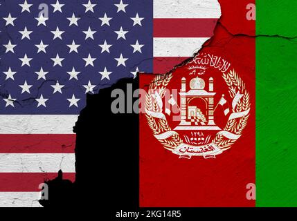 Drapeaux des États-Unis et de l'Afghanistan. Relations internationales. Banque D'Images