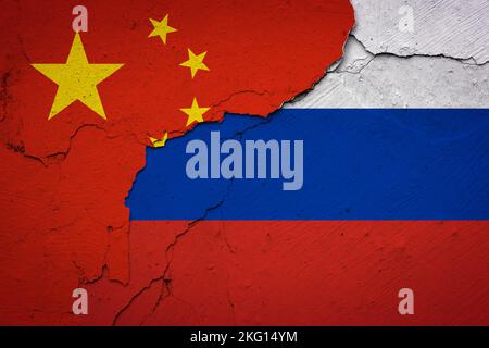 Chine et Russie. Relations internationales. Banque D'Images