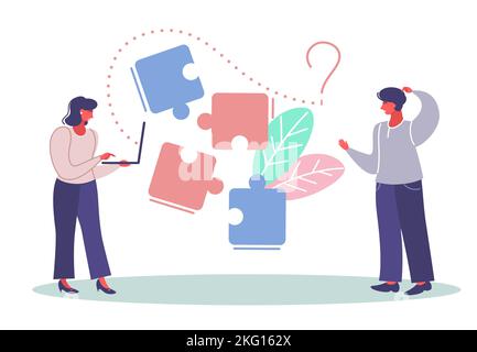 Casse-tête de connexion de l'employé de bureau vectoriel de tâche de travail Illustration de Vecteur