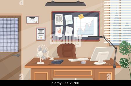 Armoire de bureau en boss, conception intérieure plane et vectorielle Illustration de Vecteur