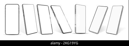 Collection réaliste de 3D modèles de smartphone avec écrans blancs vierges Illustration de Vecteur