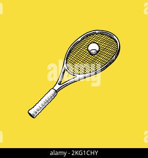 Icône tennis. Sport concept, Sketch et Vintage. Illustration de Vecteur
