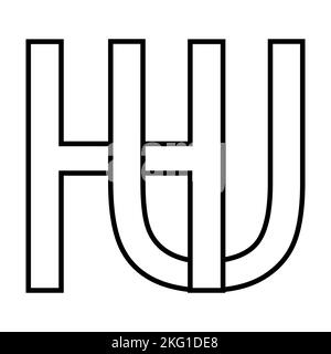 Logo signe hu uh icon, nft lettres entrelacées u h. Illustration de Vecteur