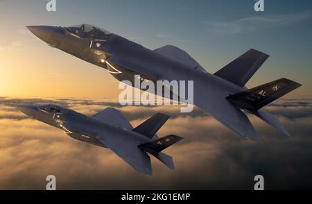 F-35 avion de combat moderne de cinquième génération-3D Illustration Banque D'Images