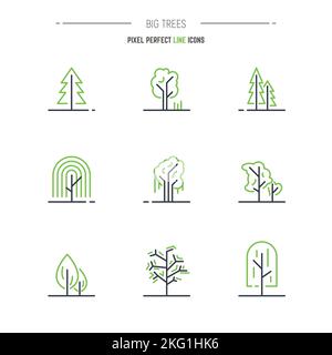 Icônes des arborescences de style de ligne Illustration de Vecteur