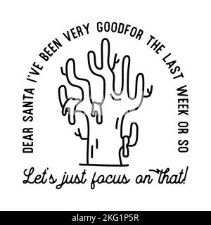 Mountain Camping motif badge de noël avec arbre dans le style art ligne et citation cher santa. Logos de voyage. Étiquette vecteur de stock Illustration de Vecteur