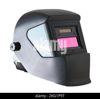 nouveau casque de soudage sur fond blanc isolé Banque D'Images