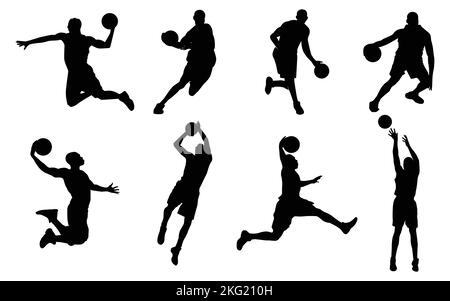 Silhouettes vectorielles des joueurs de basket-ball sur fond blanc Illustration de Vecteur