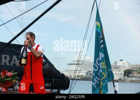 BEYOU Jérémie - CHARAL - IMOCA lors de l'arrivée de la route du Rhum-destination Guadeloupe 2022, course transatlantique solo, Saint-Malo - Guadeloupe (6 562 kilomètres) sur 6 novembre 2022 à Saint-Malo, France - photo Pierre Bouras / DPPI Banque D'Images