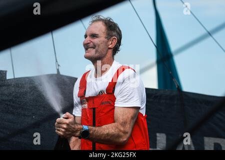 BEYOU Jérémie - CHARAL - IMOCA lors de l'arrivée de la route du Rhum-destination Guadeloupe 2022, course transatlantique solo, Saint-Malo - Guadeloupe (6 562 kilomètres) sur 6 novembre 2022 à Saint-Malo, France - photo Pierre Bouras / DPPI Banque D'Images