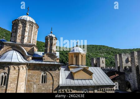Monastère orthodoxe Manasija près de Despotovac, Serbie Banque D'Images