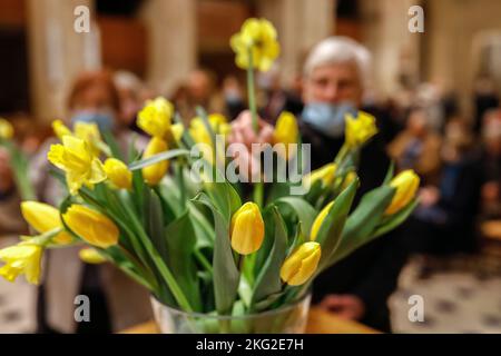 Prière œcuménique pour l'Ukraine à l'église réformée de l'Oratoire du Louvre, Paris, France Banque D'Images